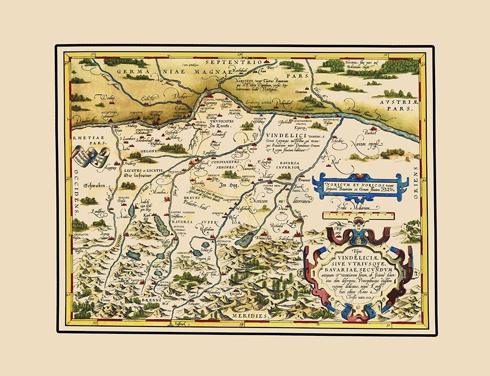 Bavaria Region Germany - Ortelius 1570