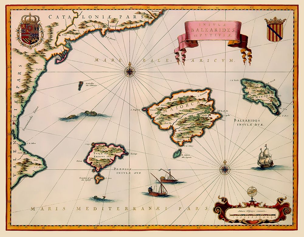 Balearic Islands Spain - Blaeu 1635