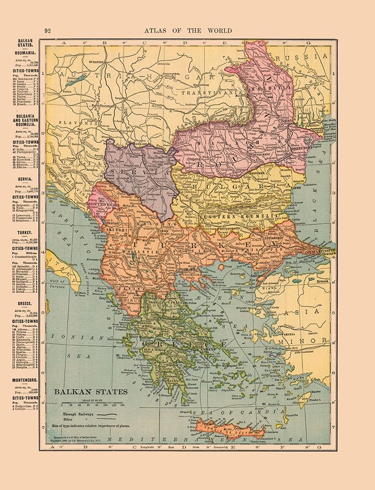 Balkan States Europe - Hammond 1910