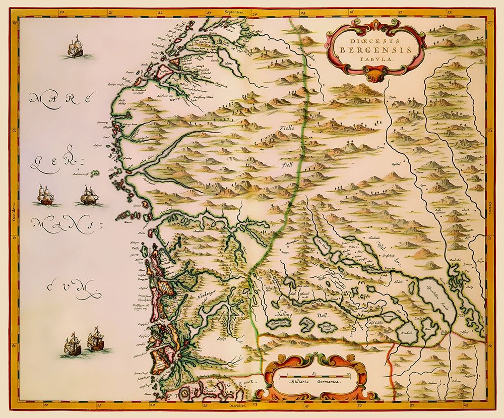 Bergen Norway Scandinavia - Blaeu 1662