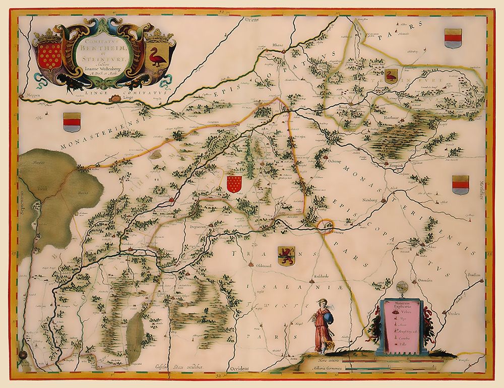 Bentheim Steinfurt Districts Germany - Blaeu 1635