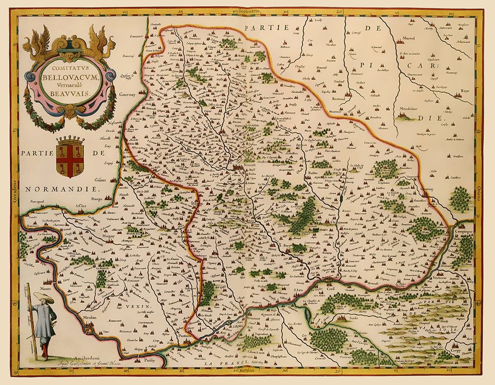 Beauvais Region France - Blaeu 1638