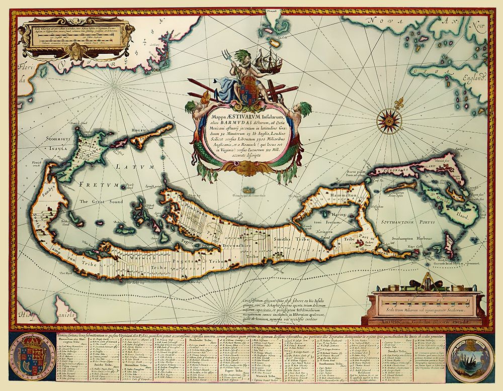Landowner Bermuda - Blaeu 1630