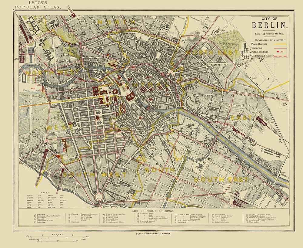 Berlin Plat Germany - Letts 1883