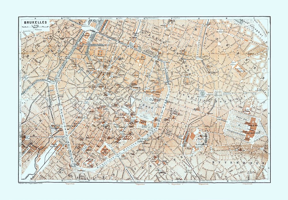 Brussels Belgium Europe - Baedeker 1910