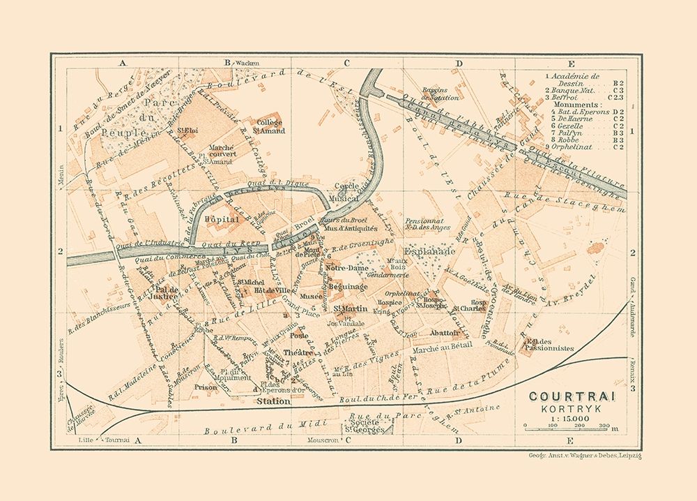 Courtrai Kortrijk Belgium Europe - Baedeker 1910