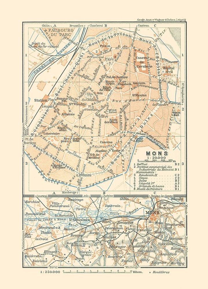 Mons Belgium Europe - Baedeker 1910