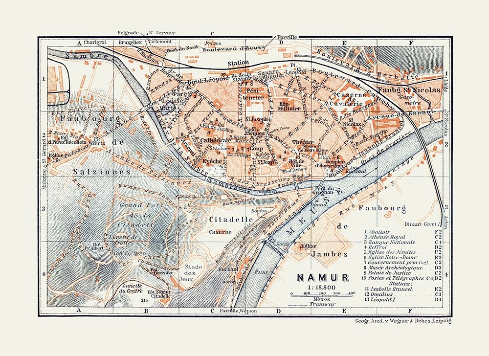 Namur Belgium Europe - Baedeker 1910