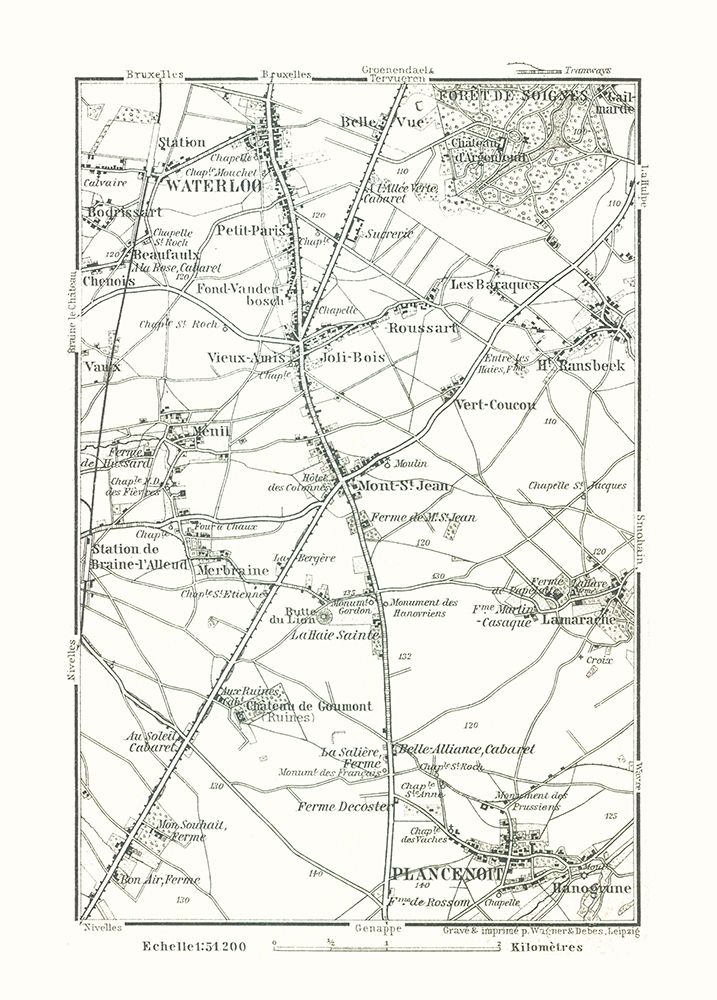 Waterloo Plancenoit Belgium Europe - Baedeker 1910