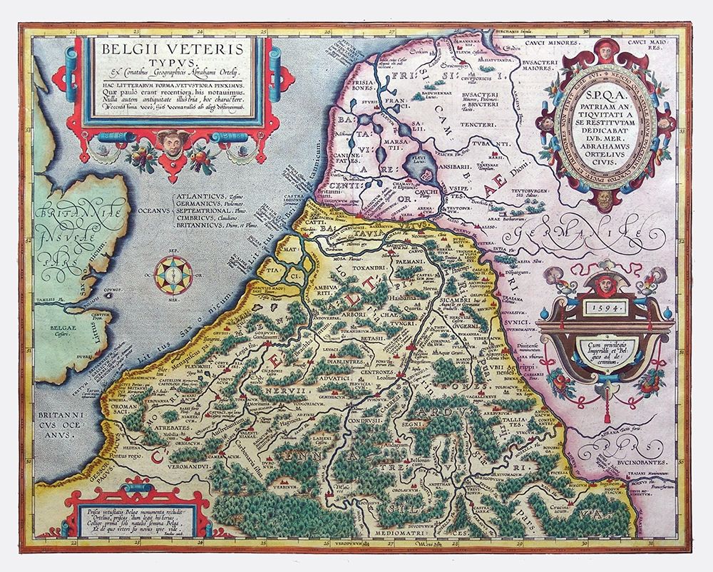 Ancient Belgium 1594 Europe - Ortelius 1570