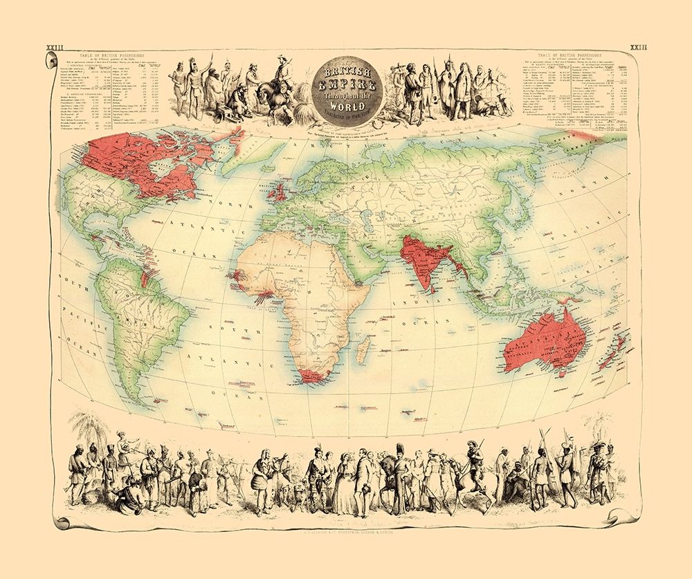British Empire Throughout World - Bartholomew 1872