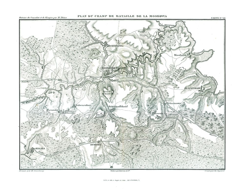 Battle of Borodino Field Plan - Thiers 1866