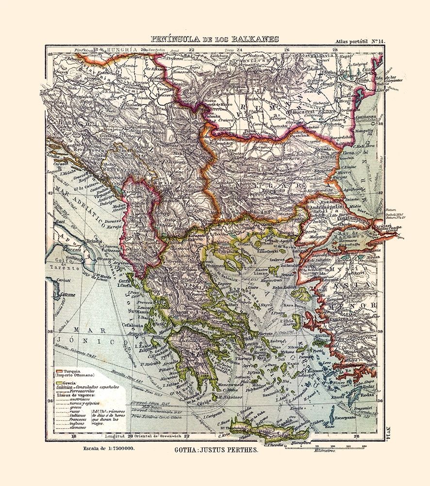Europe Balkan Peninsula - Perthes 1921