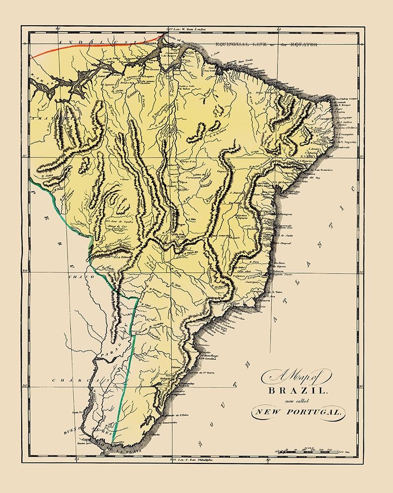 South America Brazil Uruguay - Carey 1818