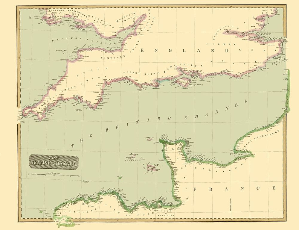 British Channel England France - Thomson 1814