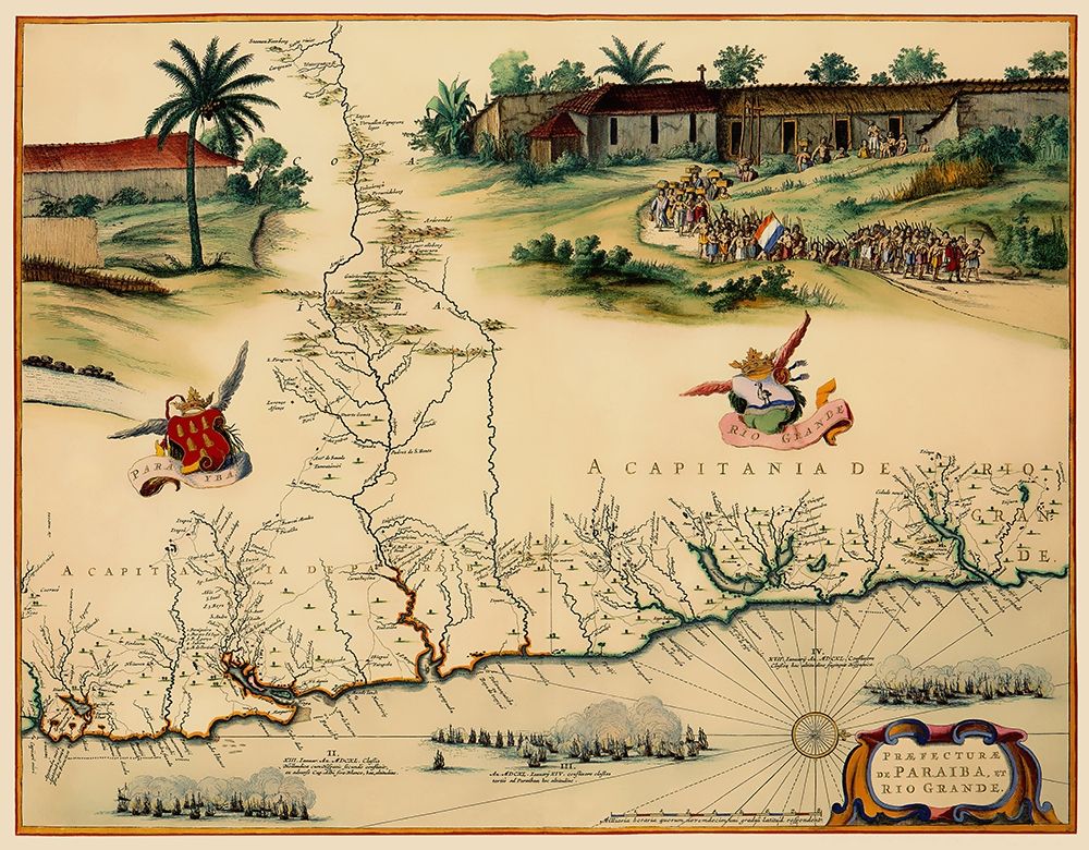 Brazilian Coast Brazil South America - Blaeu 1662
