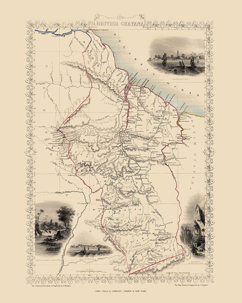 British Guayana South America - Tallis 1851