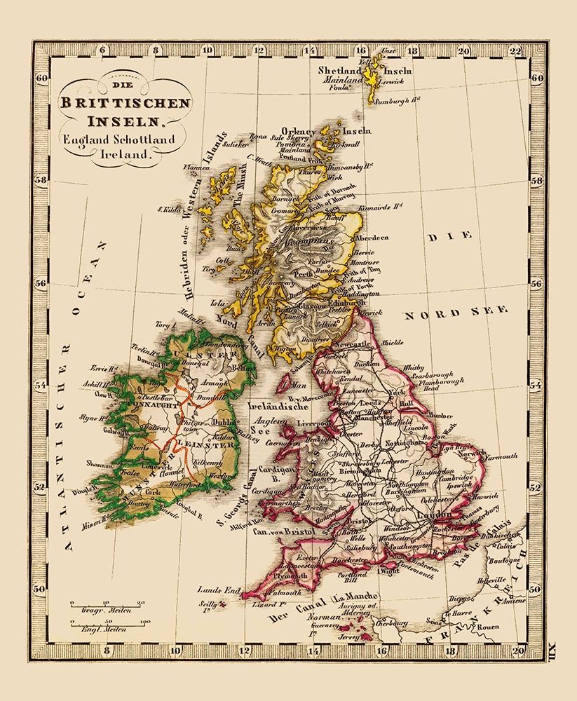 British Isles Great Britain - Stieler 1852