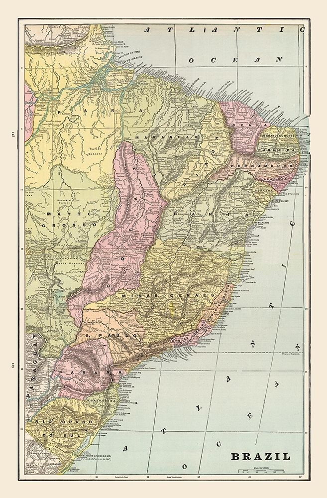 South America Brazil - Cram 1892