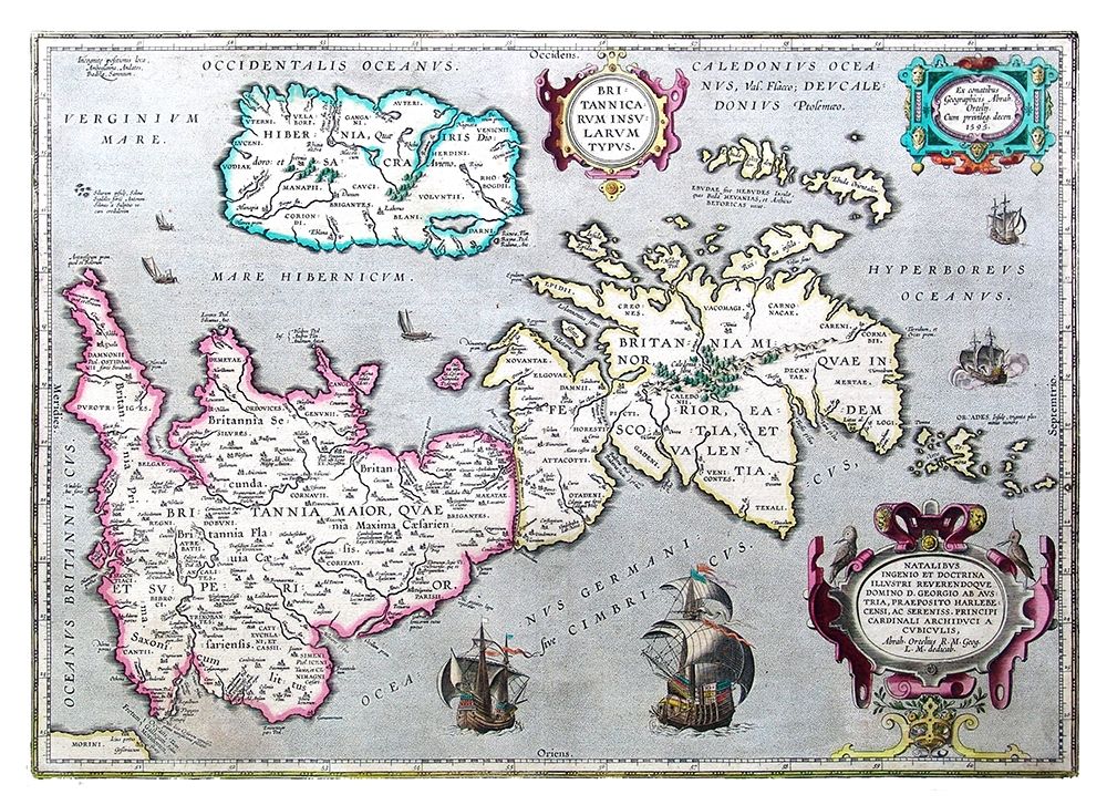 Ancient Britain United Kingdom - Ortelius 1595
