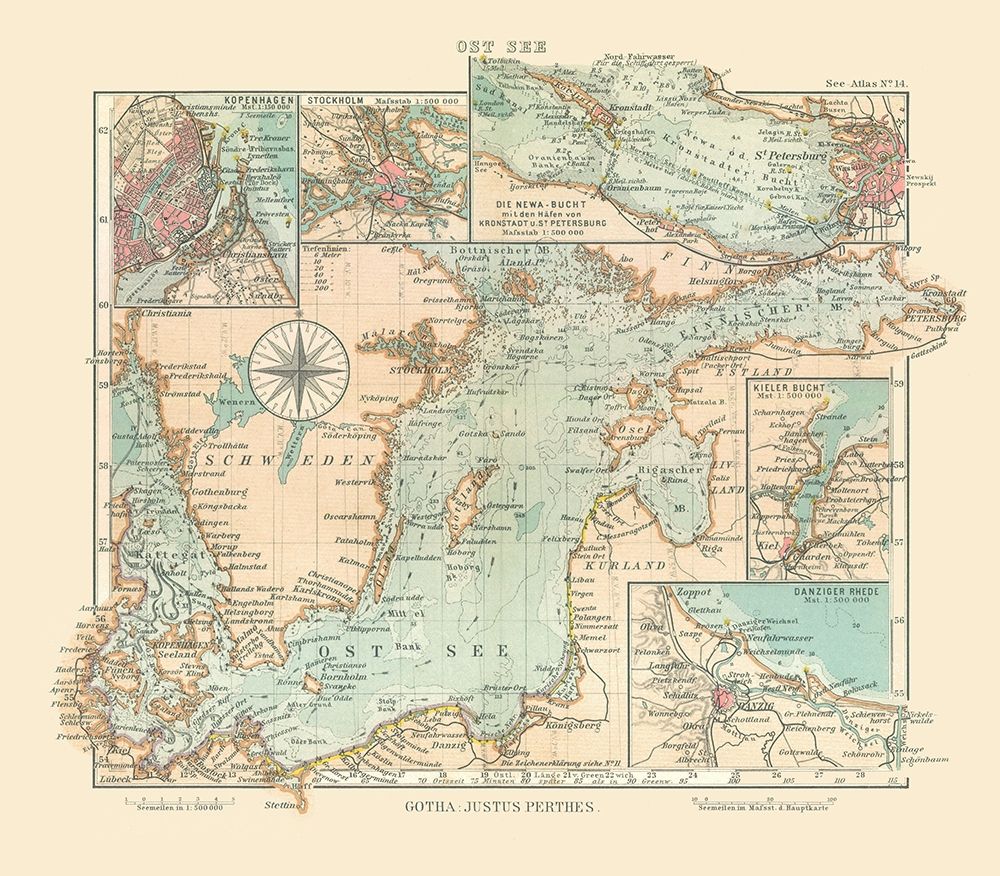 Baltic Sea Sweden Denmark Latvia - Perthes 1914