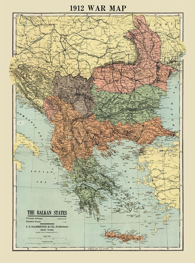 Balkan States War - Hammond 1912