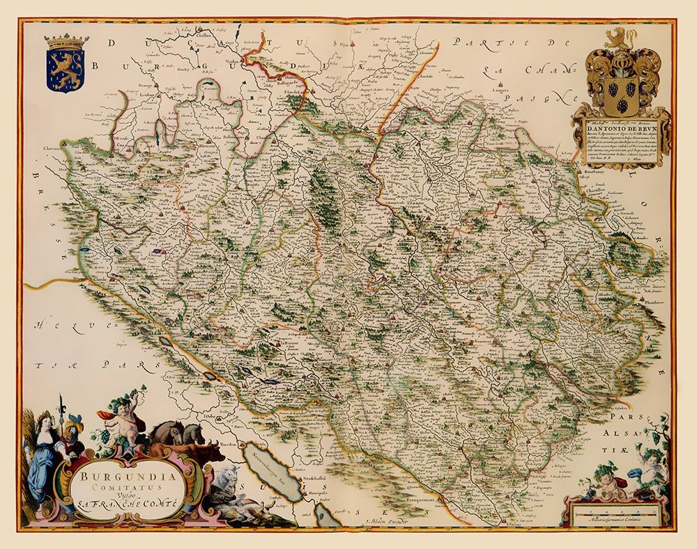 Burgundy Region France - Blaeu 1662
