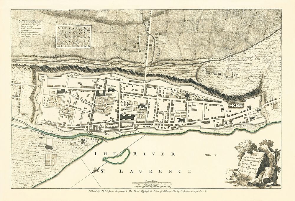 Montreal Town Plans Canada - Jeffreys 1758