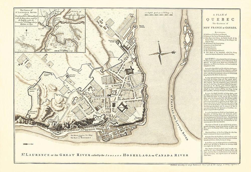 Quebec Town Plans Canada - Jeffreys 1758