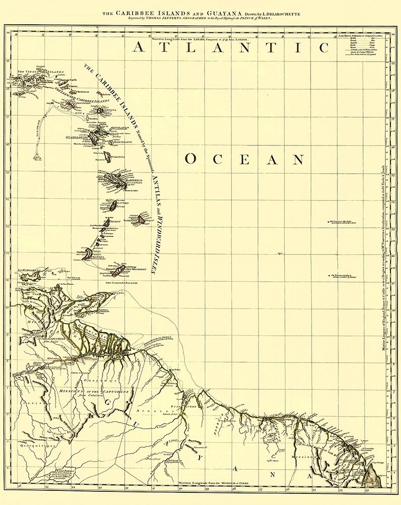 Caribbean Islands Guyana - Jefferys 1775