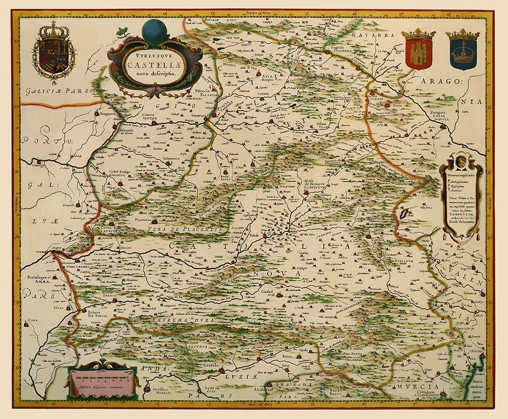 Castile Spain Iberian Peninsula - Blaeu 1635