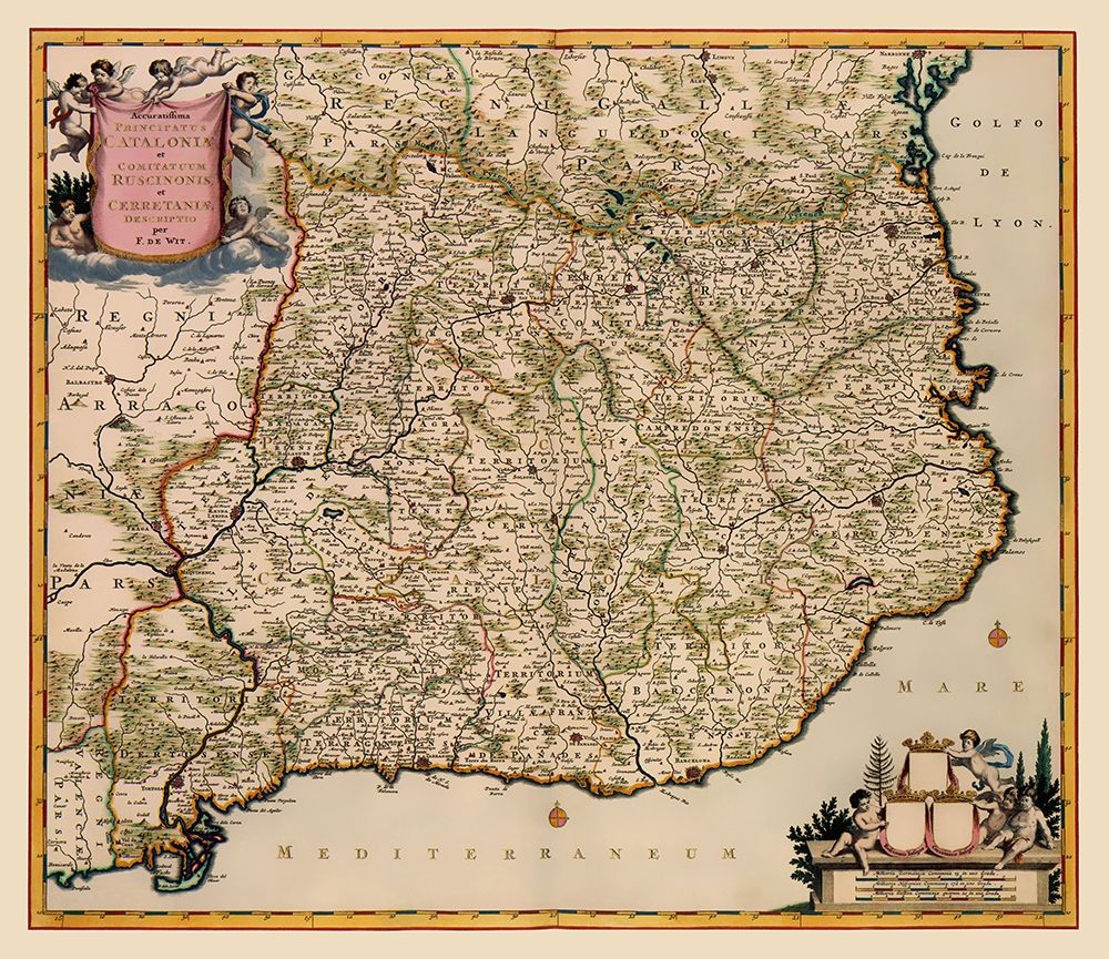 Iberian Peninsula Catalonia Spain - De Wit 1688