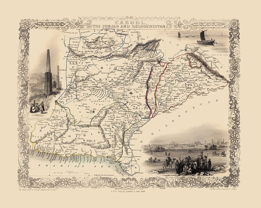 Asia Afghanistan Iran Pakistan - Tallis 1851