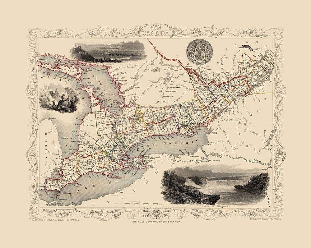 Great Lakes Region Canada - Tallis 1851