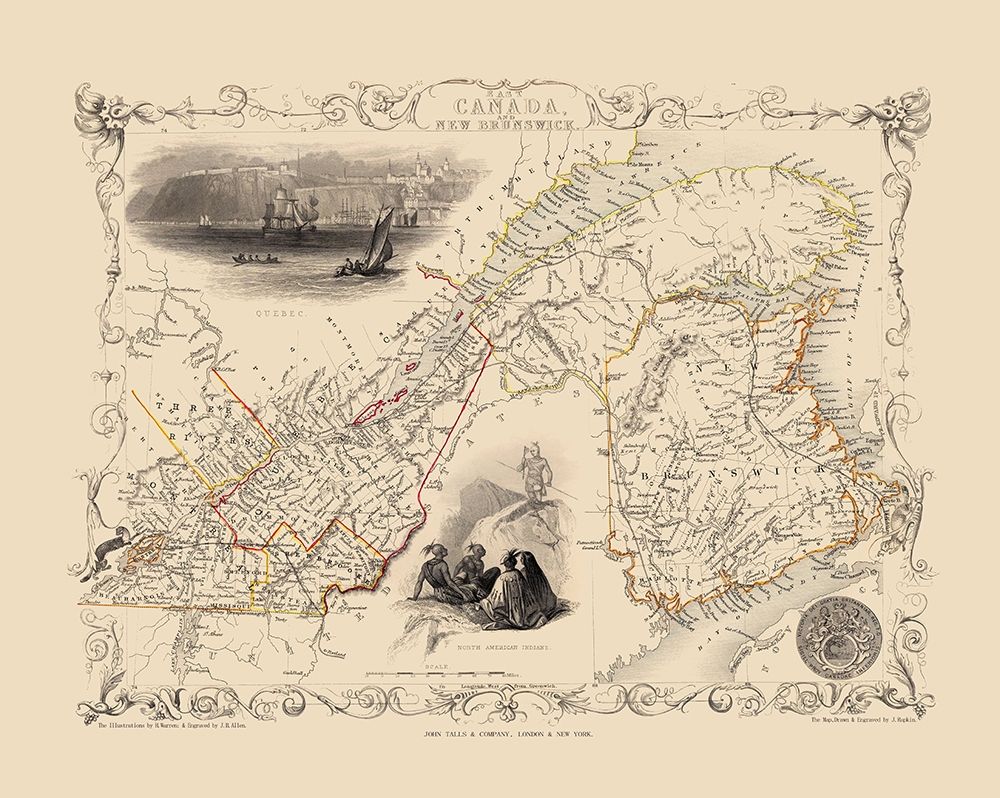 Southeast New Brunswick Canada - Tallis 1851