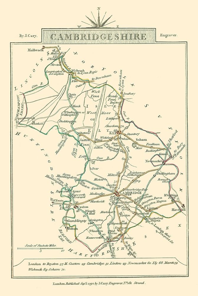 Cambridgeshire County England - Cary 1792