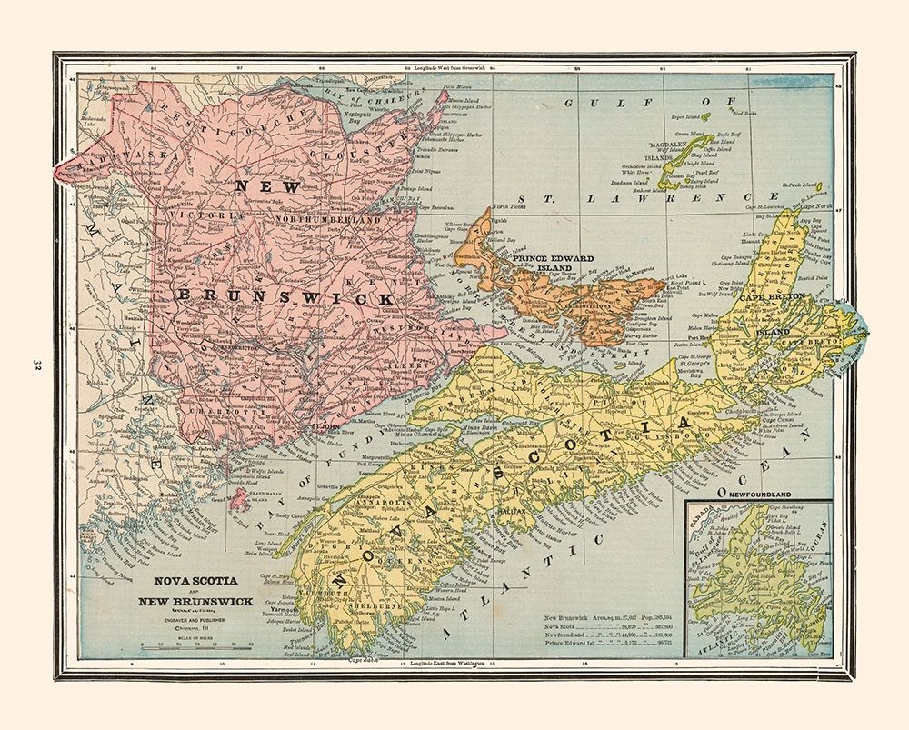 New Brunswick Nova Scotia Canada - Cram 1888
