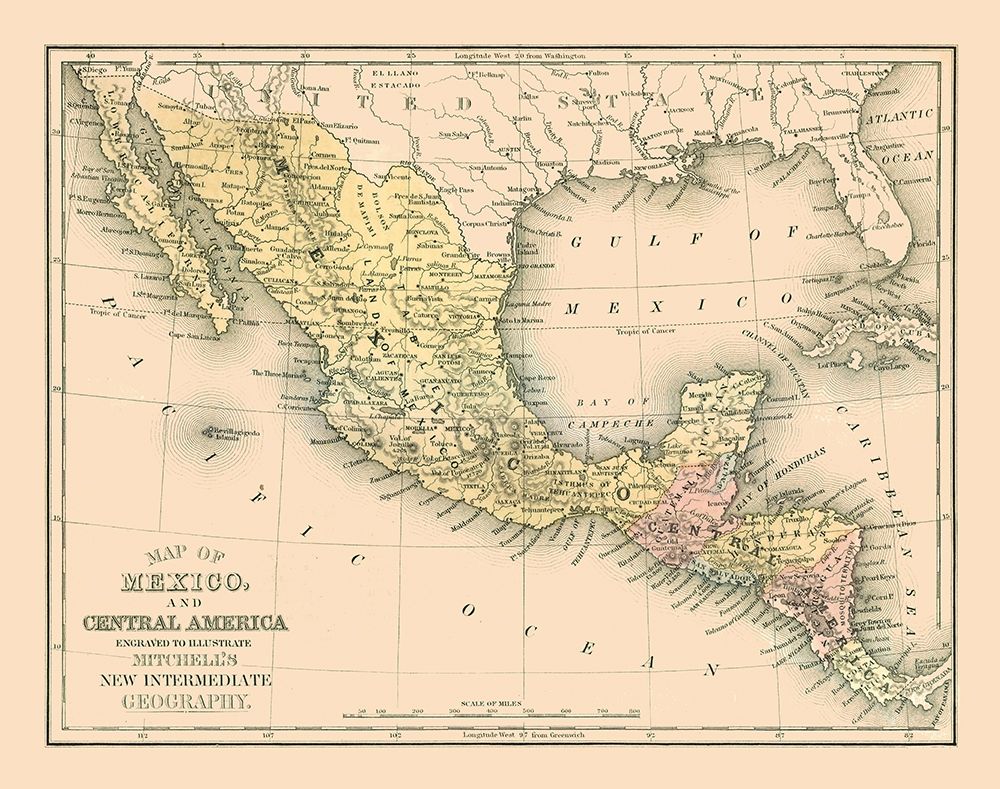 Central America Mexico - Mitchell 1869