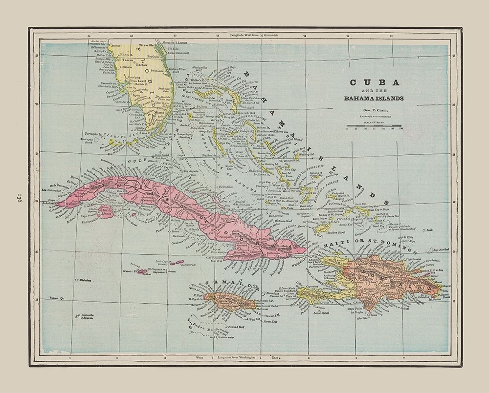Central America Cuba Bahama Islands - Cram 1892