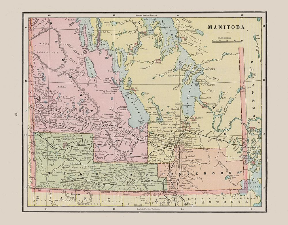 Manitoba Canada - Cram 1892