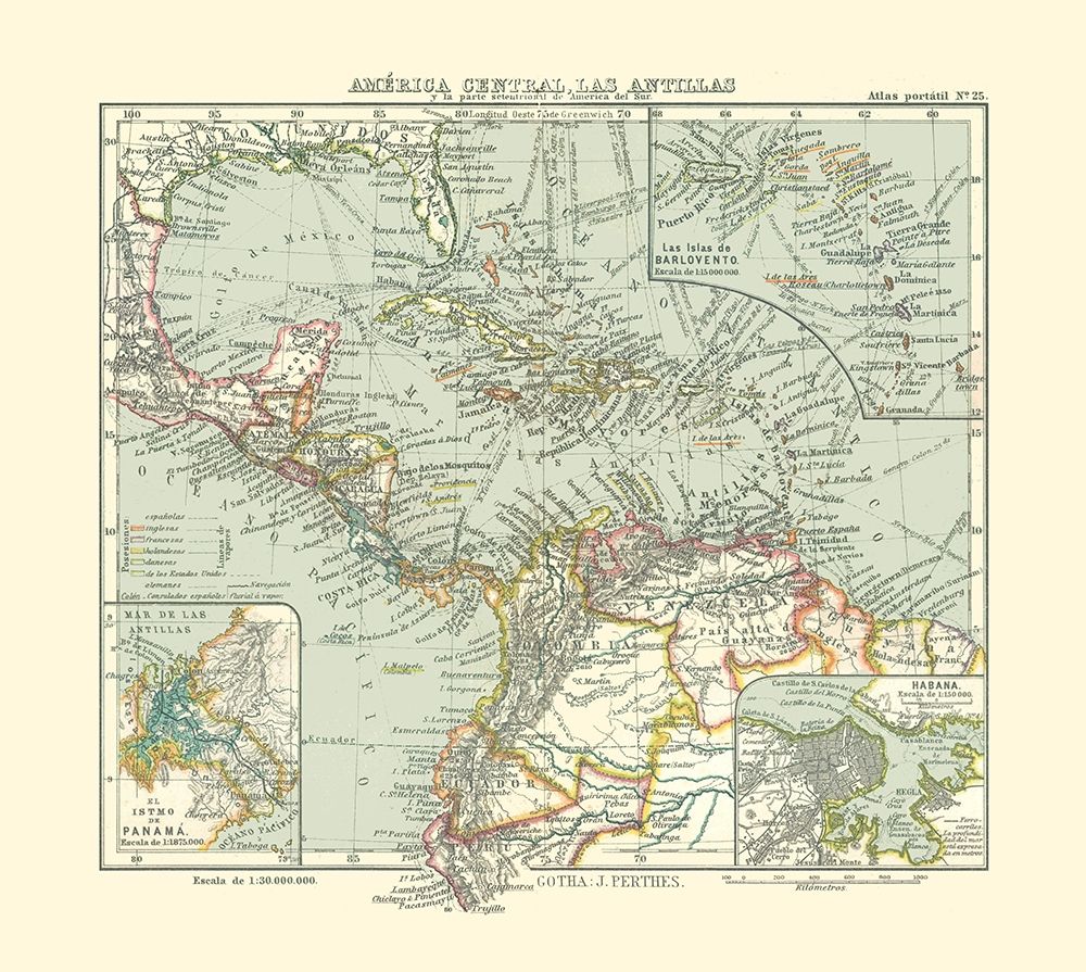 Central America Antilles - Perthes 1921