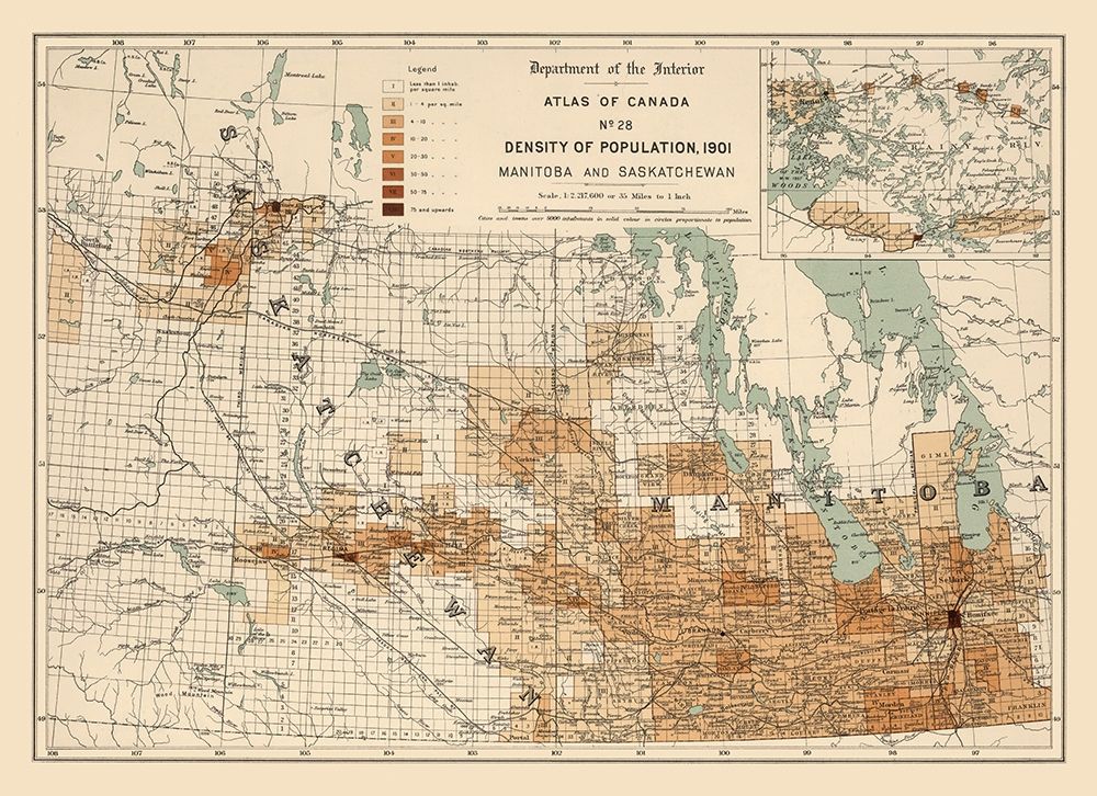 Manitoba Saskatchewan Canada 1901 - White 1906