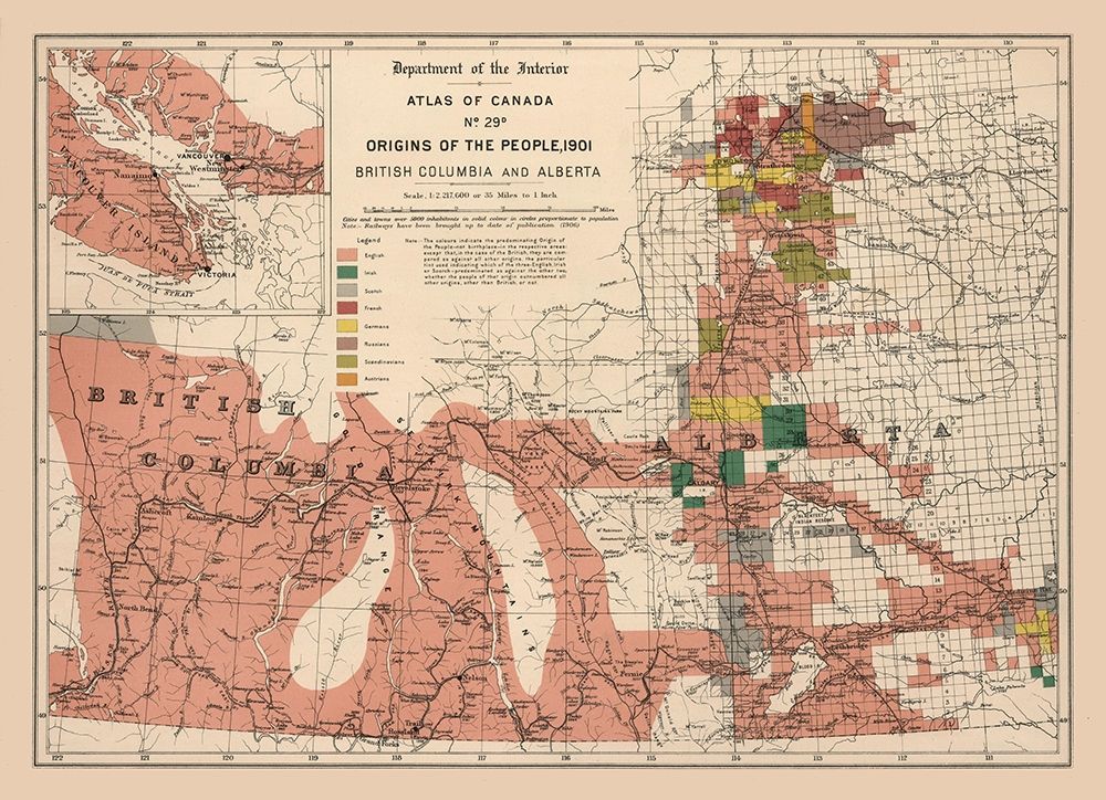 British Columbia Alberta Canada - White 1906