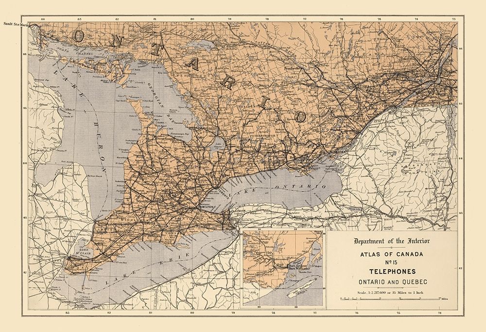 Ontario Quebec Canada Telephone - White 1906