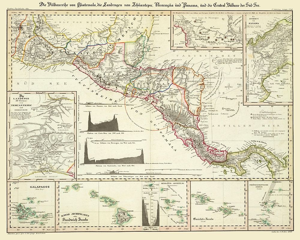 Central America Hawaii - Perthes 1840