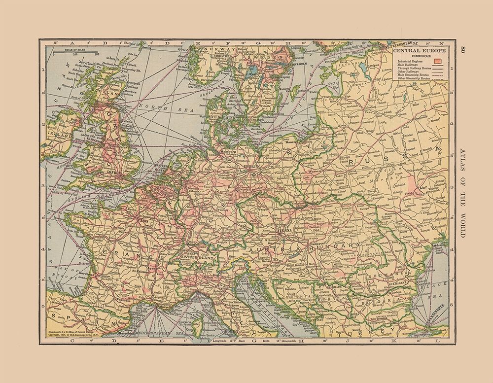 Central Europe Spain France Italy - Hammond 1910