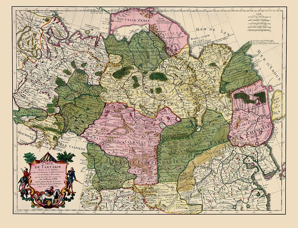 Asia China Russia - De Lisle 1706