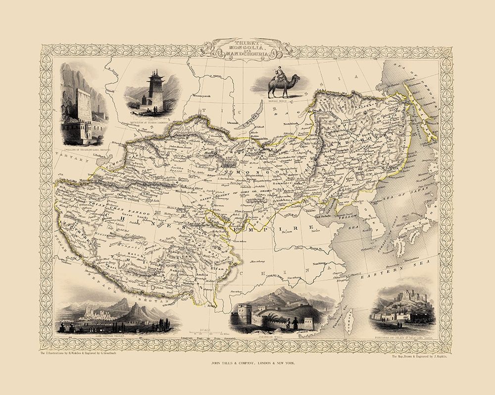 Asia China Tibet Mongolia - Tallis 1851