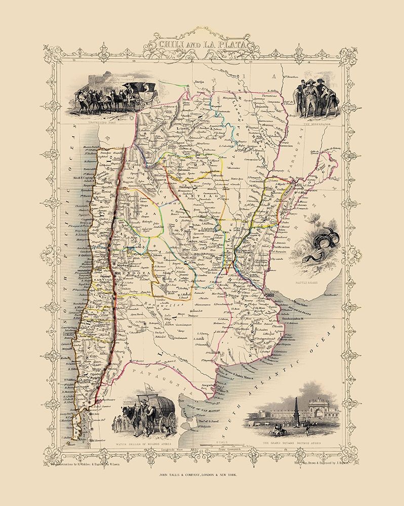 South America La Plata Uruguay - Tallis 1851