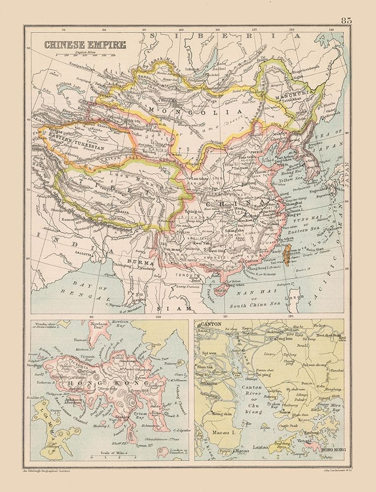 Asia Chinese Empire China - Bartholomew 1892